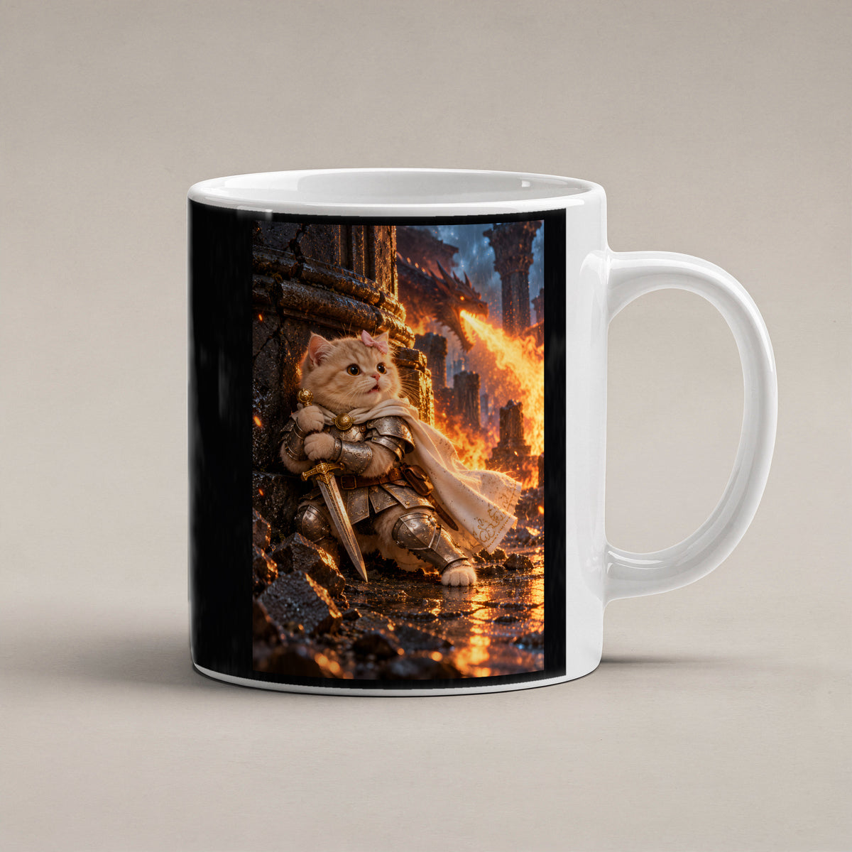 Deckung vor Drachenfeuer. Katzentasse. 1 STUDIO · Weiß
