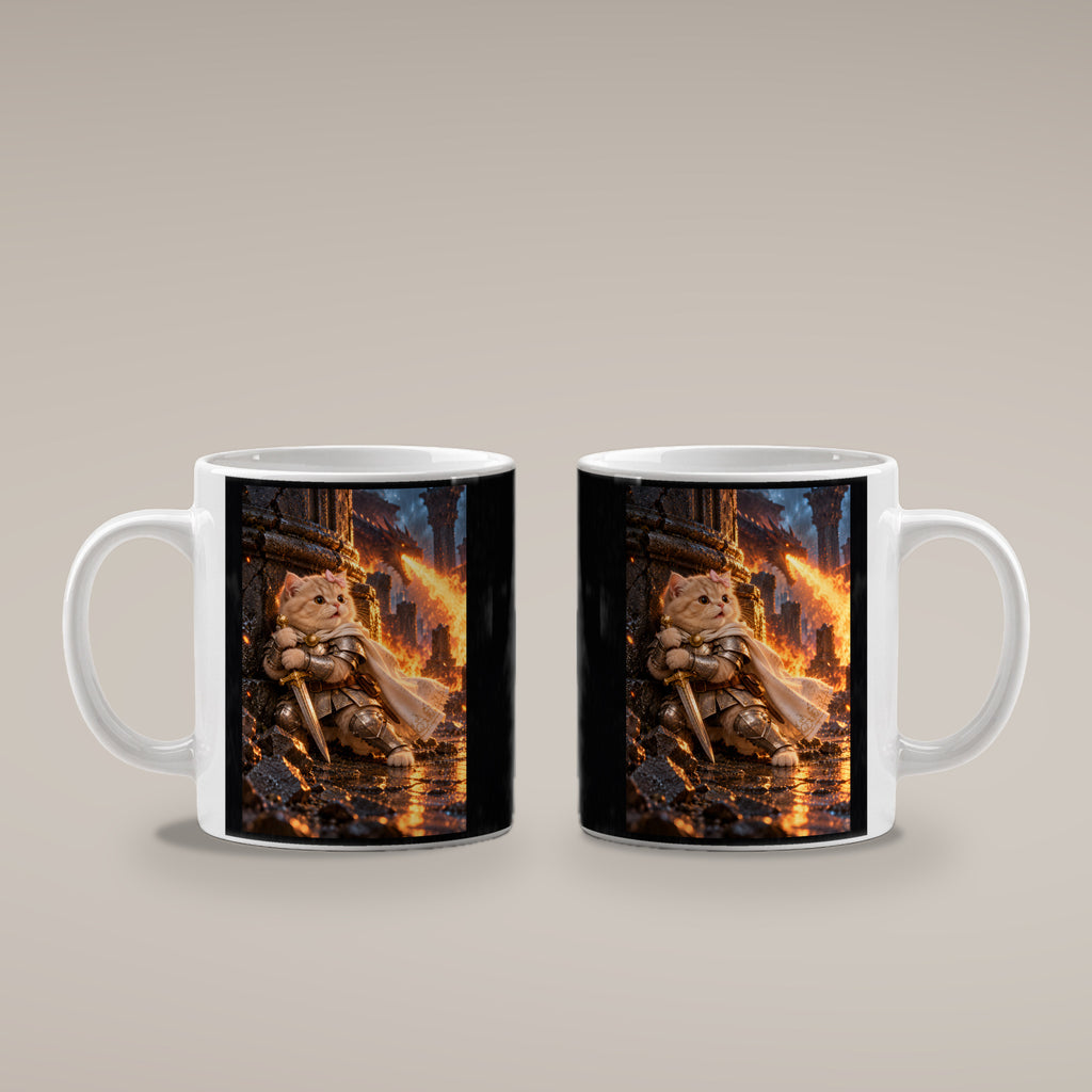 Deckung vor Drachenfeuer. Katzentasse. 4 BEIDE SEITEN · Weiß