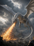 Feuer des Weißen Drachen – dunkles Fantasy-Wandbild