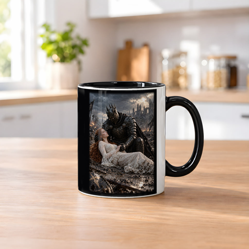 Letzter Schutz – Ritter-Tasse, innen schwarz, Küchenszene
