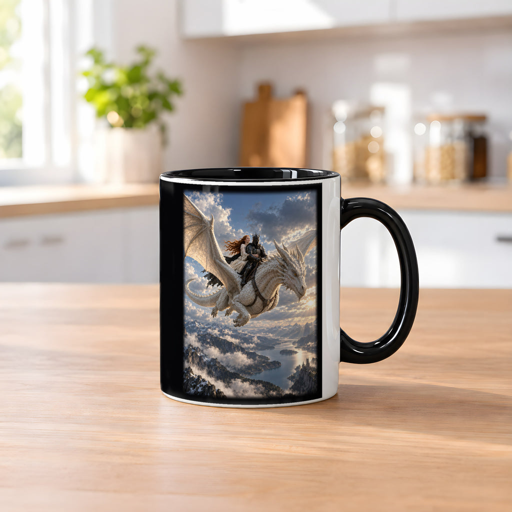 Gemeinsam über den Gipfeln – Drachen-Tasse, innen schwarz, Küchenszene