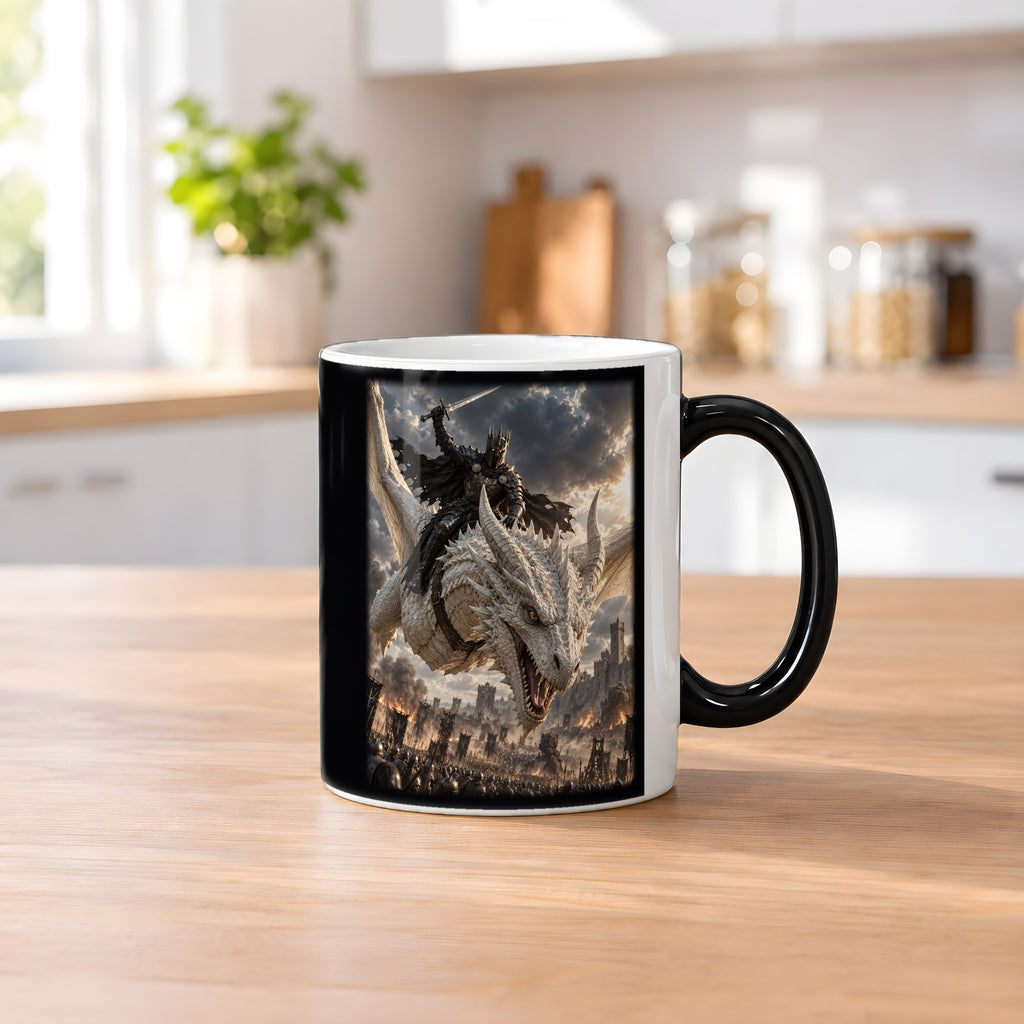 Angriff aus den Wolken – Drachen-Tasse, Black Edition, Küchenszene