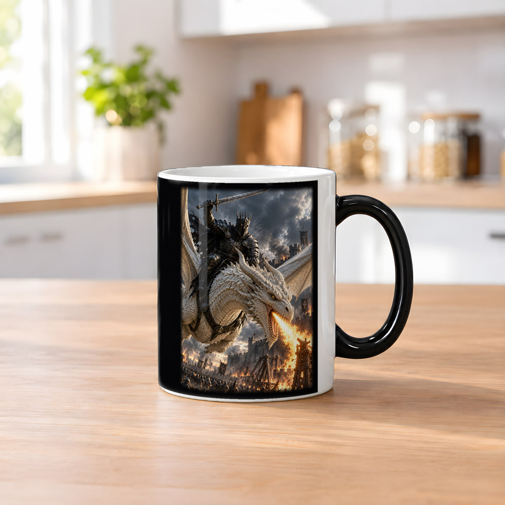 Drachenfeuer in der Schlacht – Drachen-Tasse, Black Edition, Küchenszene