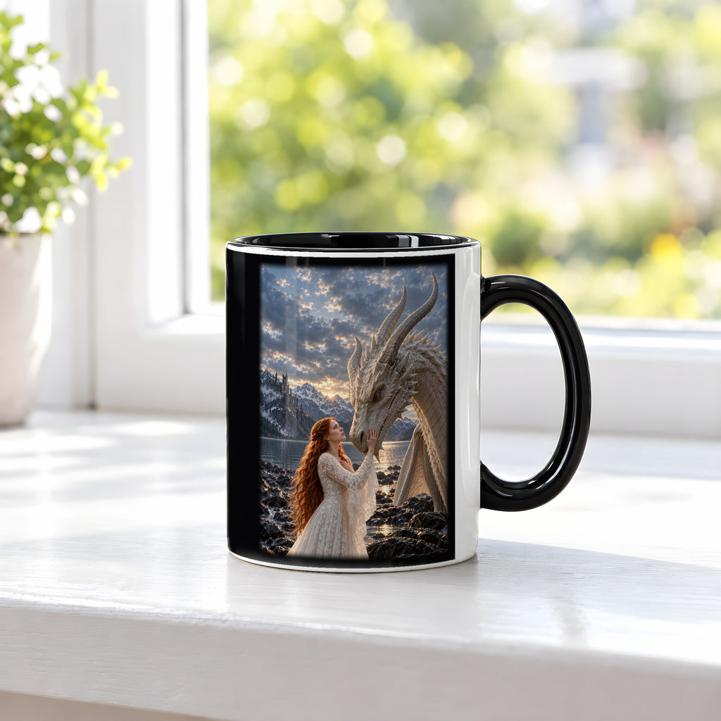 Der Bund mit dem Drachen – Drachen-Tasse, innen schwarz, am Fenster