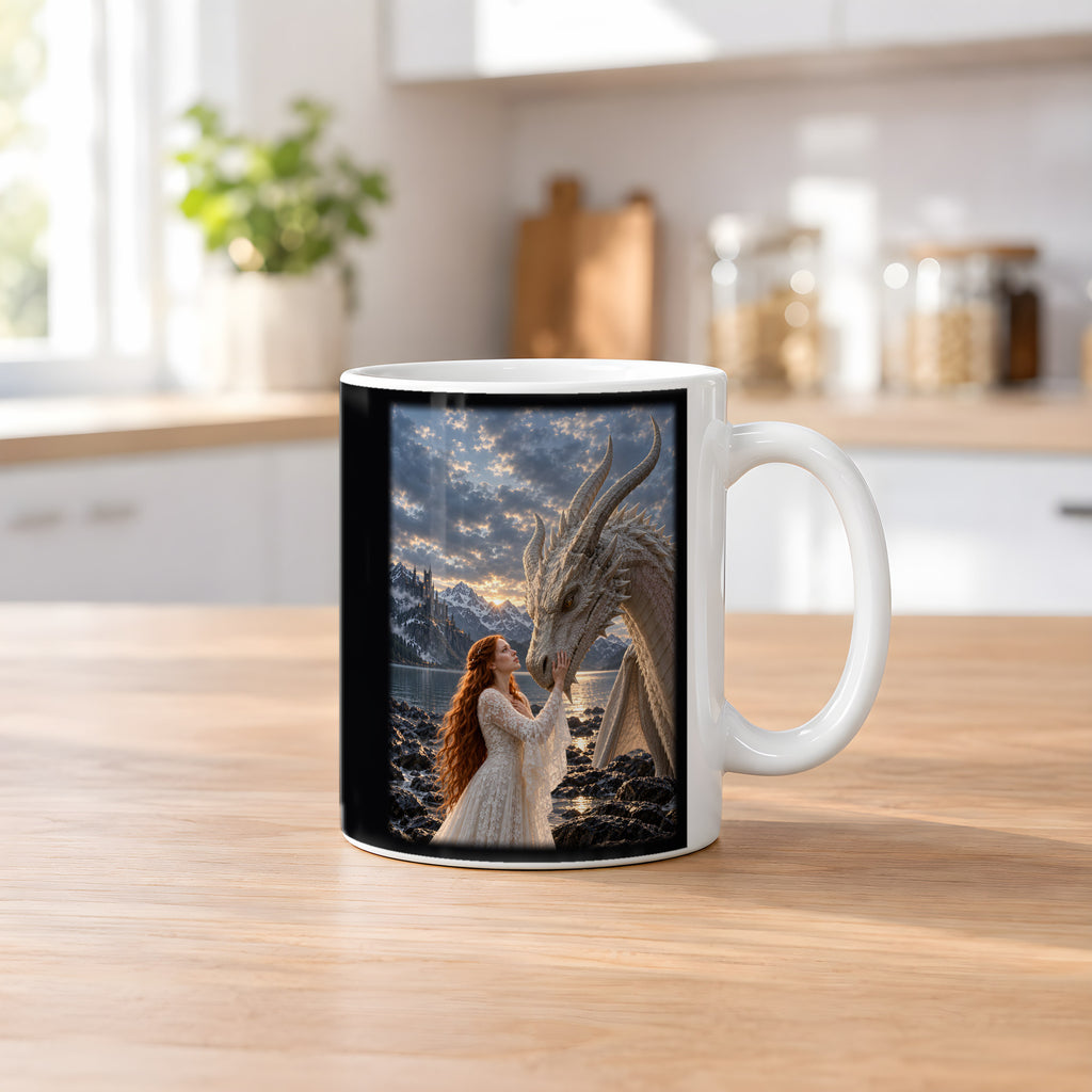 Der Bund mit dem Drachen – Drachen-Tasse, weiß, Küchenszene