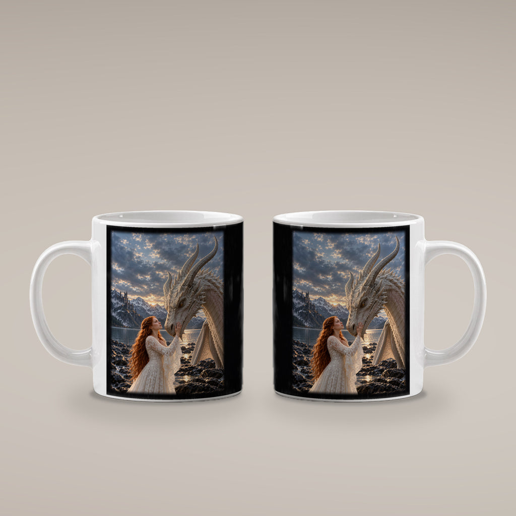 Der Bund mit dem Drachen – Drachen-Tasse, weiß, beide Motivseiten