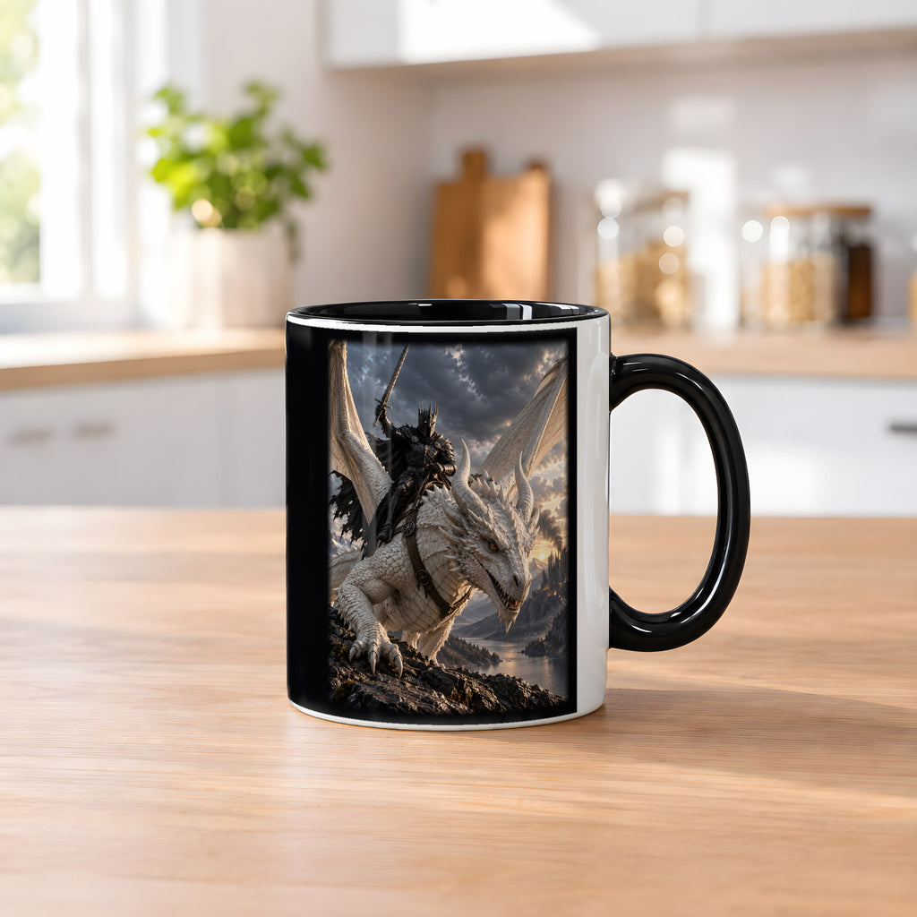 Aufbruch vom Grat – Drachen-Tasse, innen schwarz, Küchenszene