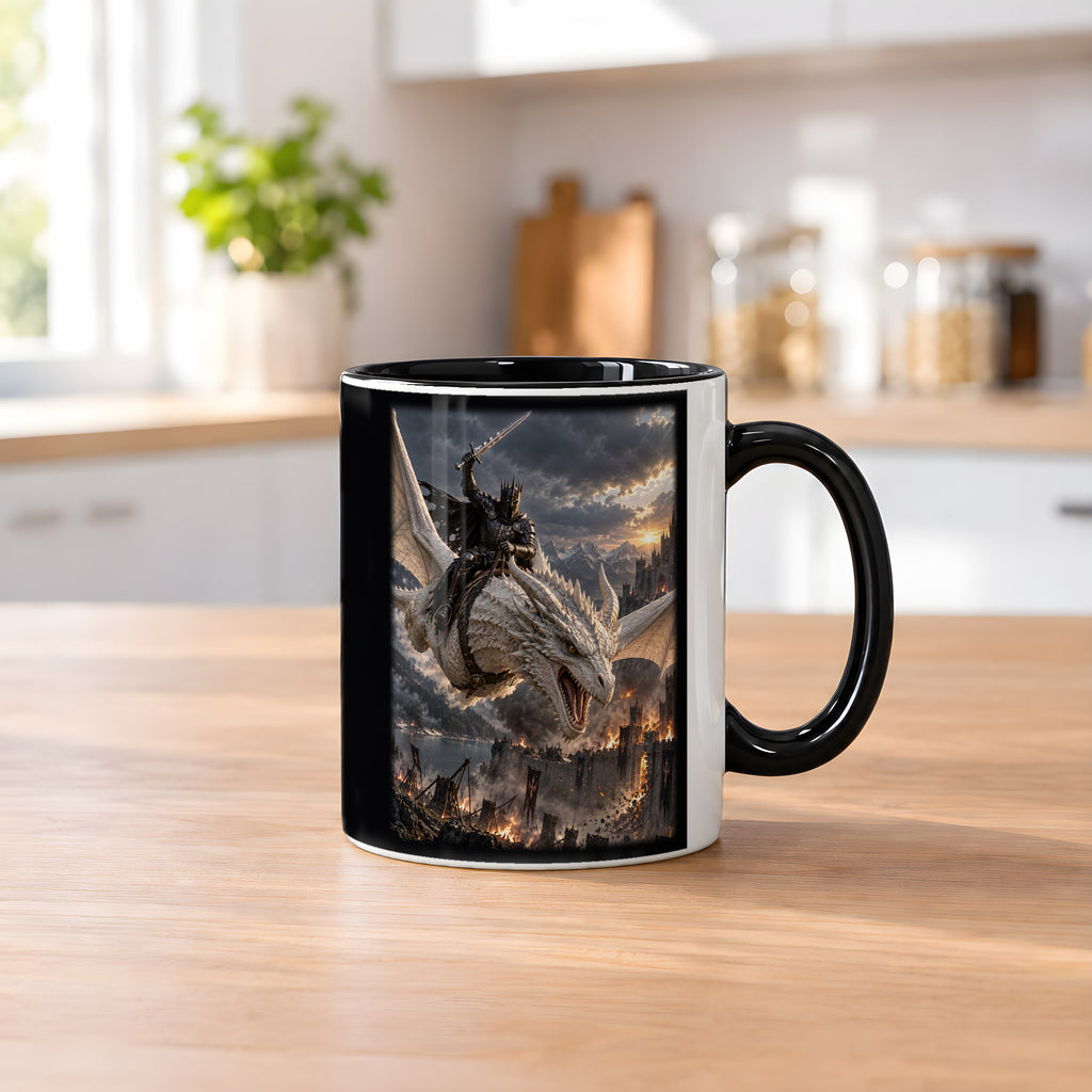 Anflug auf die Festung – Drachen-Tasse, innen schwarz, Küchenszene