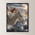Sicher durch den Sturm – Drachen-Wandbild im schwarzen Holzrahmen, Frontansicht