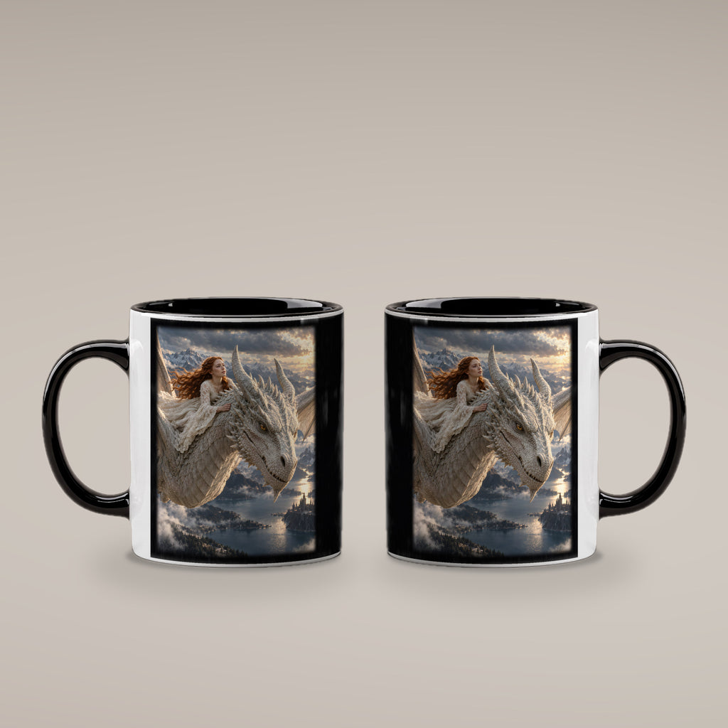 Sicher durch den Sturm – Drachen-Tasse, innen schwarz, beide Motivseiten