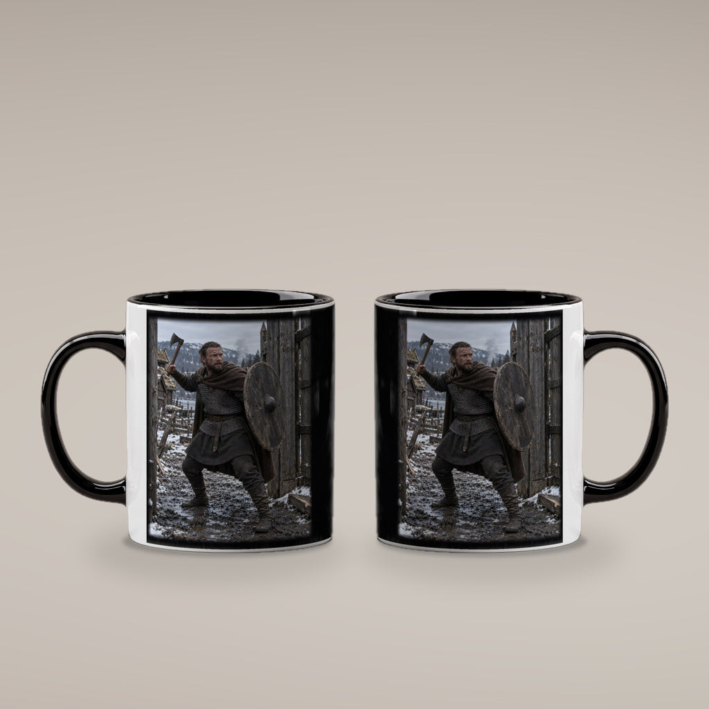 Verteidiger des Wikingertors – Wikinger-Tasse, innen schwarz, beide Motivseiten