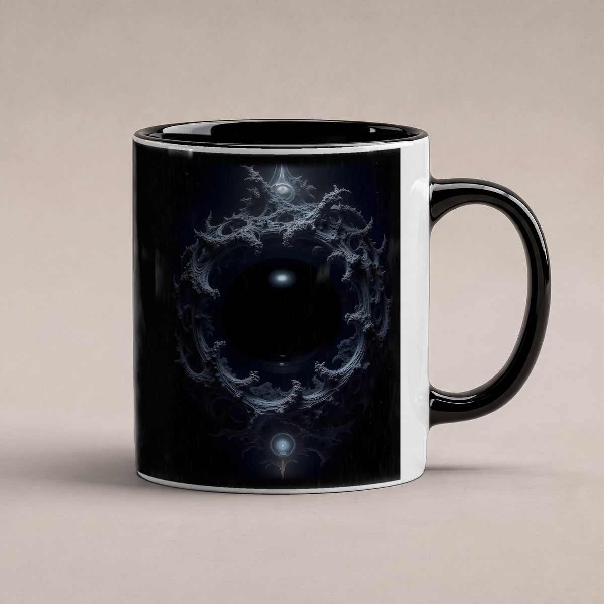 Das Auge der Leere – Tasse innen schwarz, freigestellt