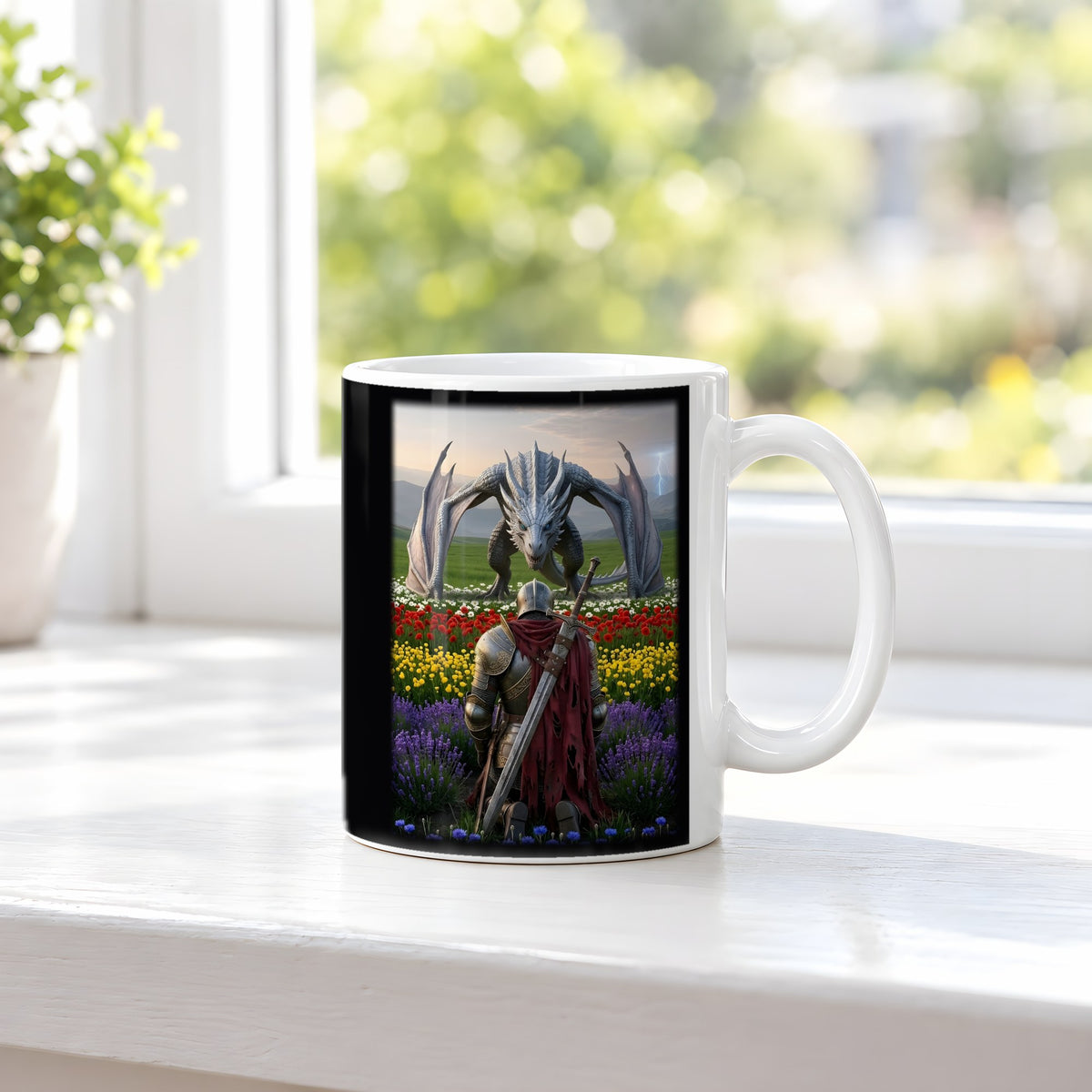 Die Audienz – weiße Tasse, auf der Fensterbank