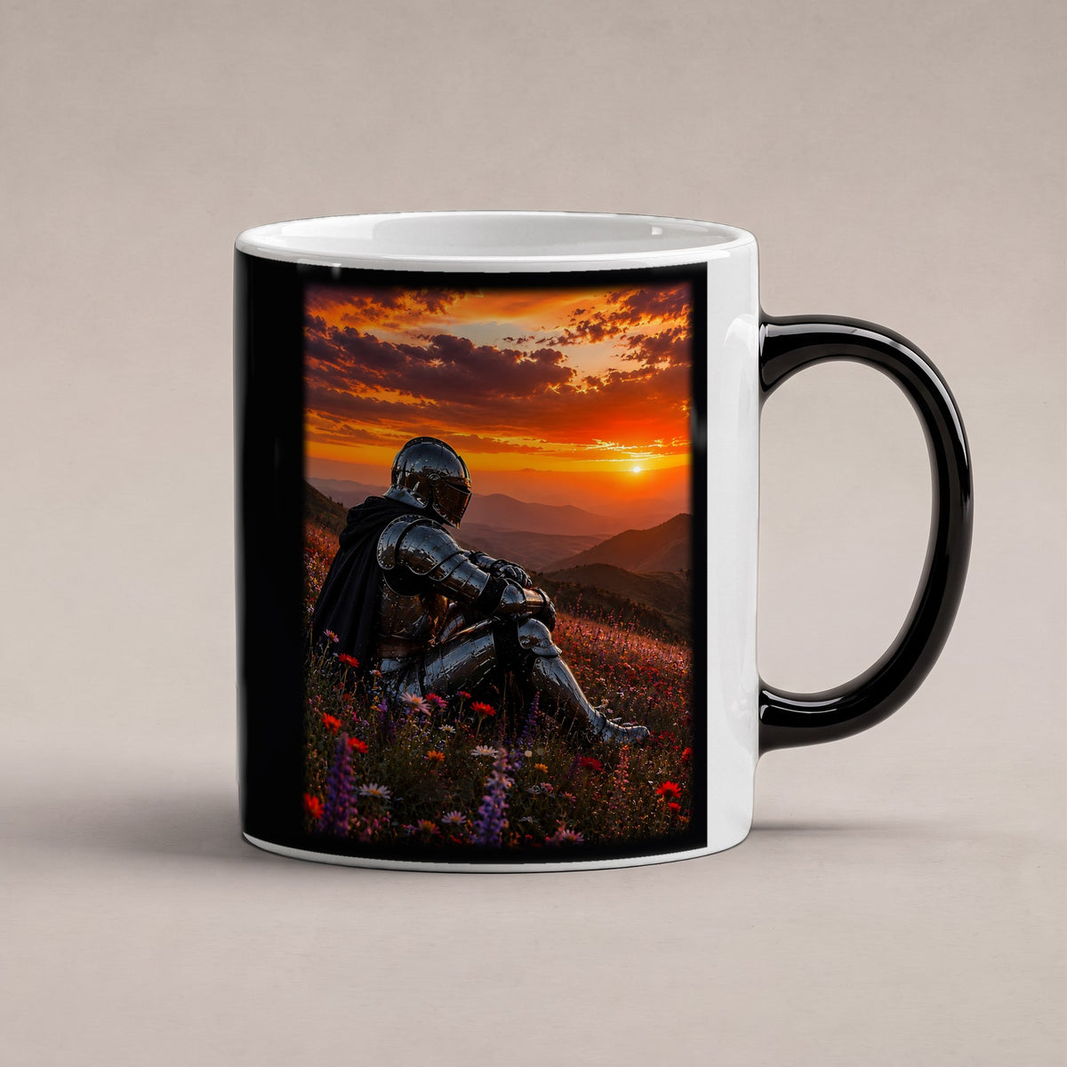 Am Ende des Tages – Black Edition Zaubertasse mit Motiv (heiß), freigestellt
