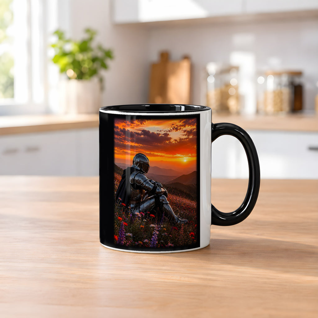 Am Ende des Tages – Tasse innen schwarz, auf dem Küchentresen