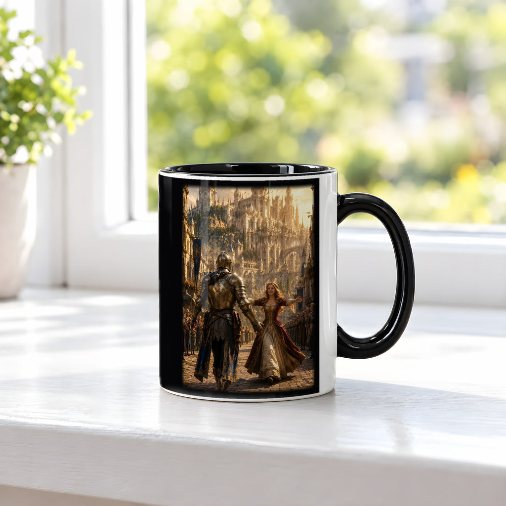 An ihrer Seite – Tasse innen schwarz, auf der Fensterbank