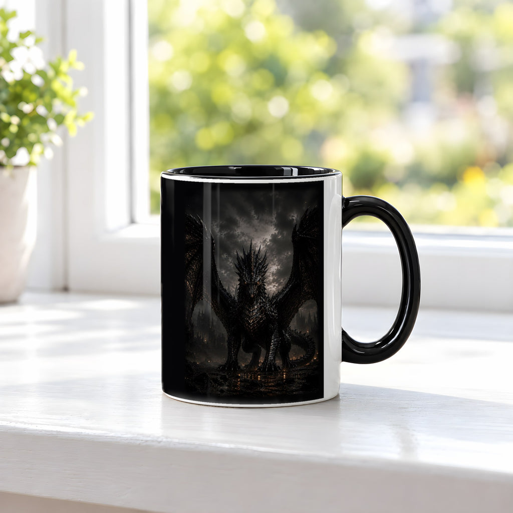 Der Aschekönig – Tasse innen schwarz, auf der Fensterbank