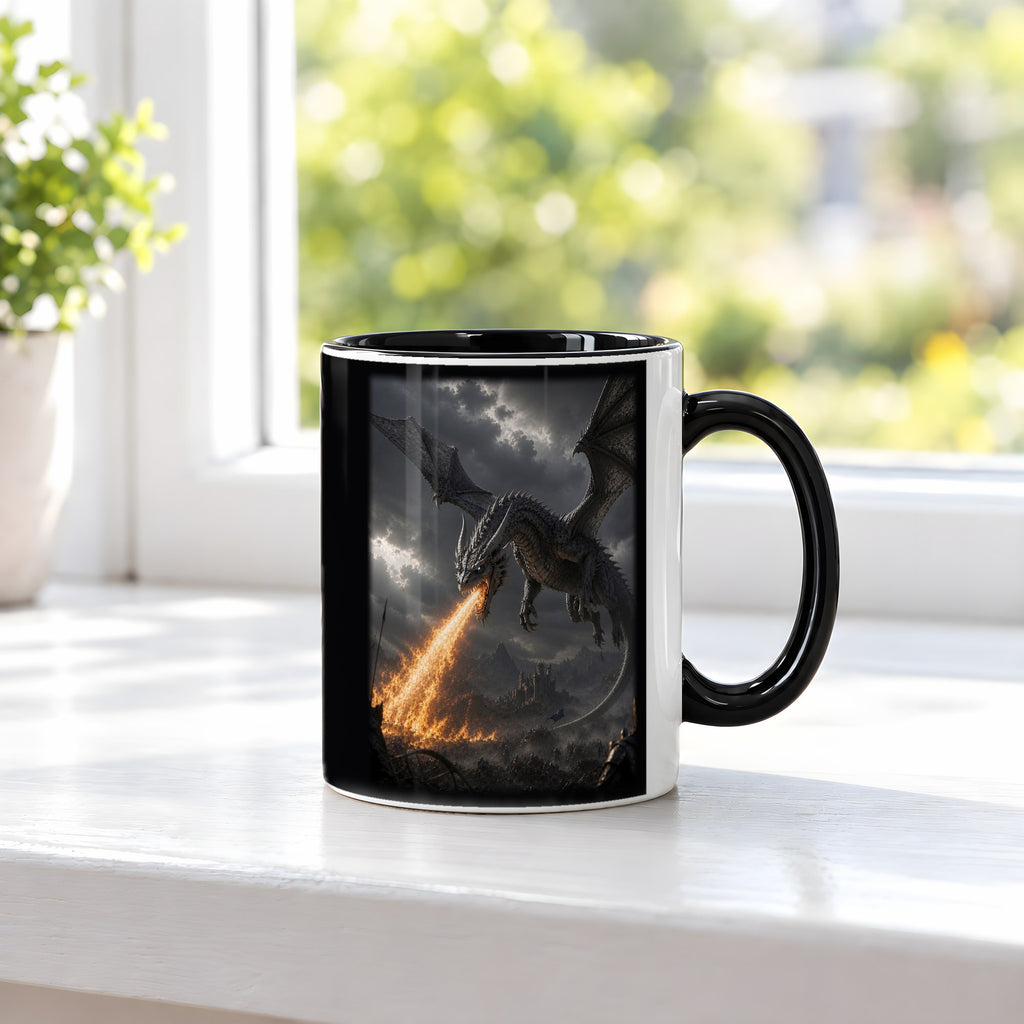 Der Aschesturm – Tasse innen schwarz, auf der Fensterbank