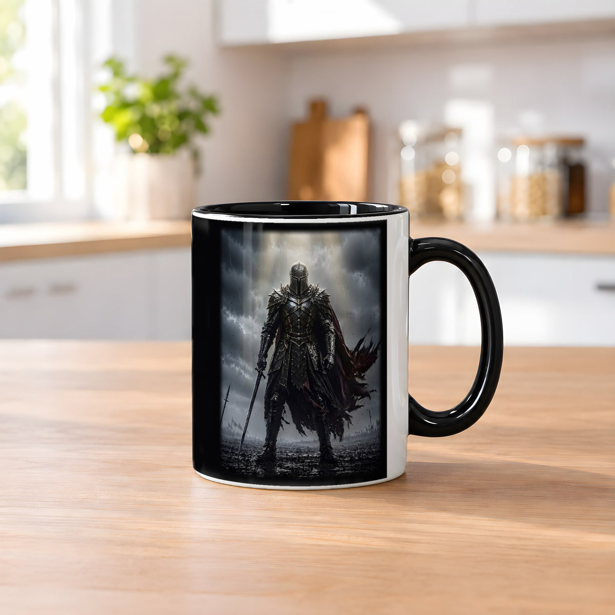 Der Auserwählte – Tasse innen schwarz, auf dem Küchentresen