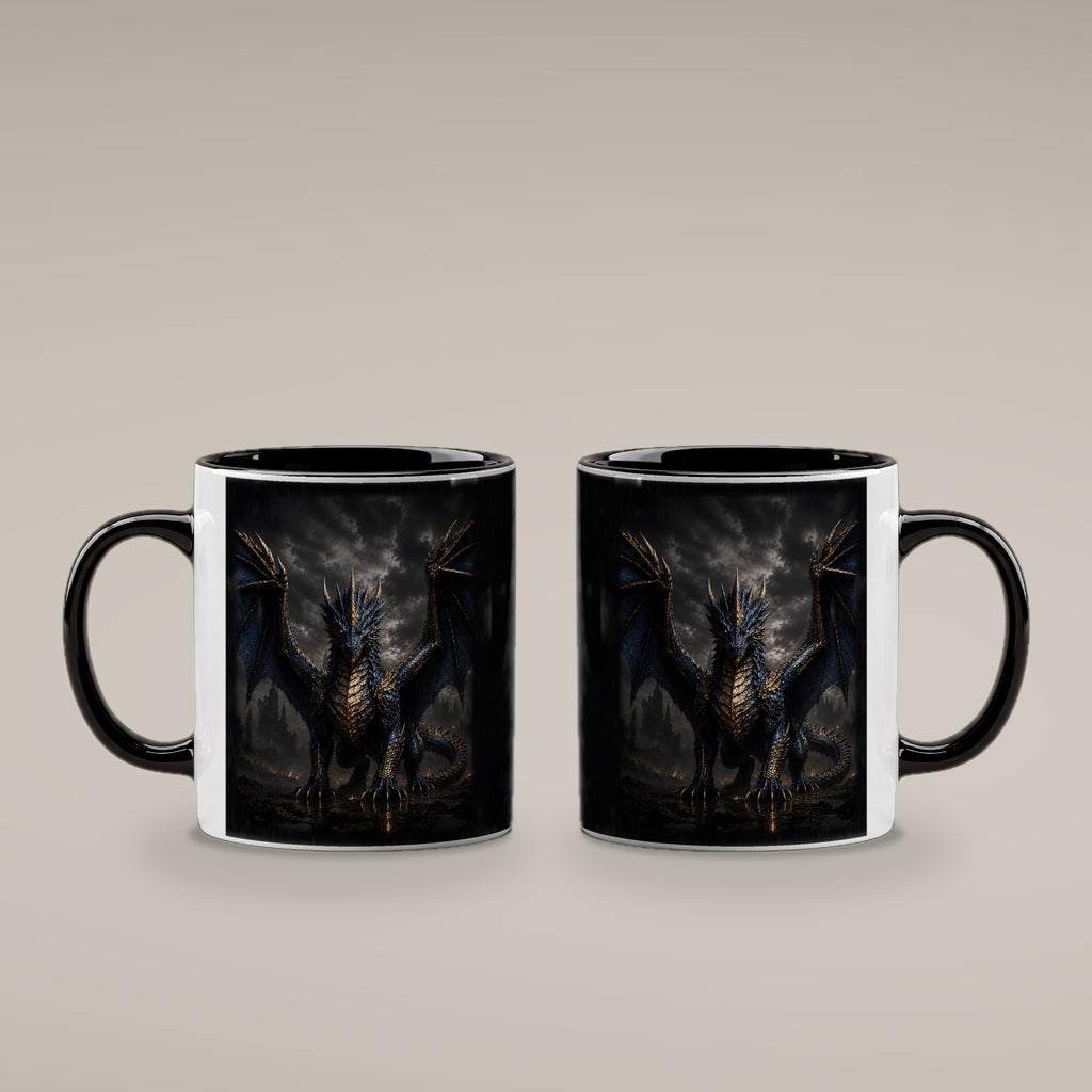 Der Azurdrache – Tasse innen schwarz, beide Seiten bedruckt