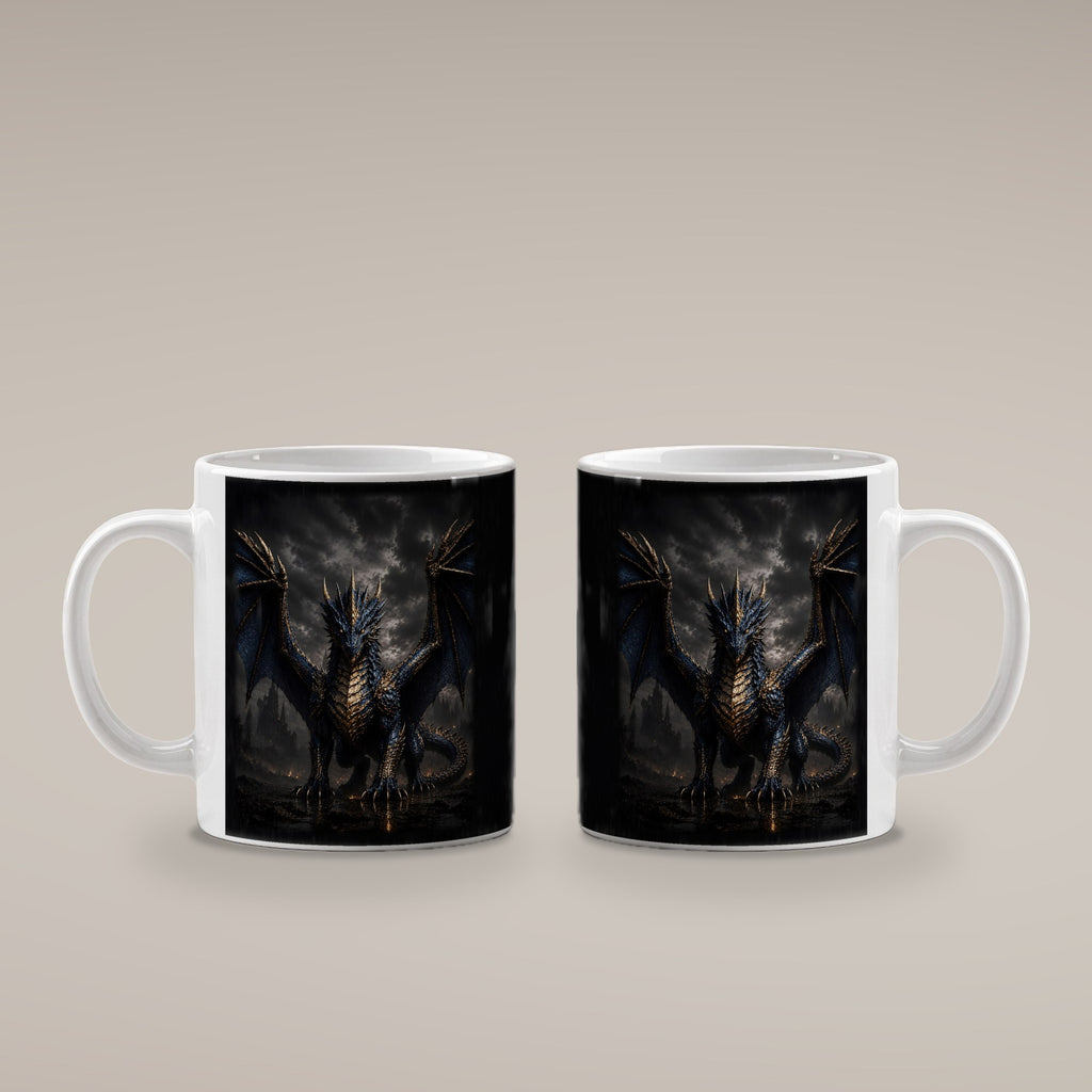 Der Azurdrache – weiße Tasse, beide Seiten bedruckt