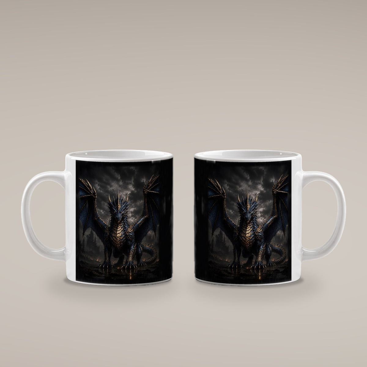 Der Azurdrache – weiße Tasse, beide Seiten bedruckt