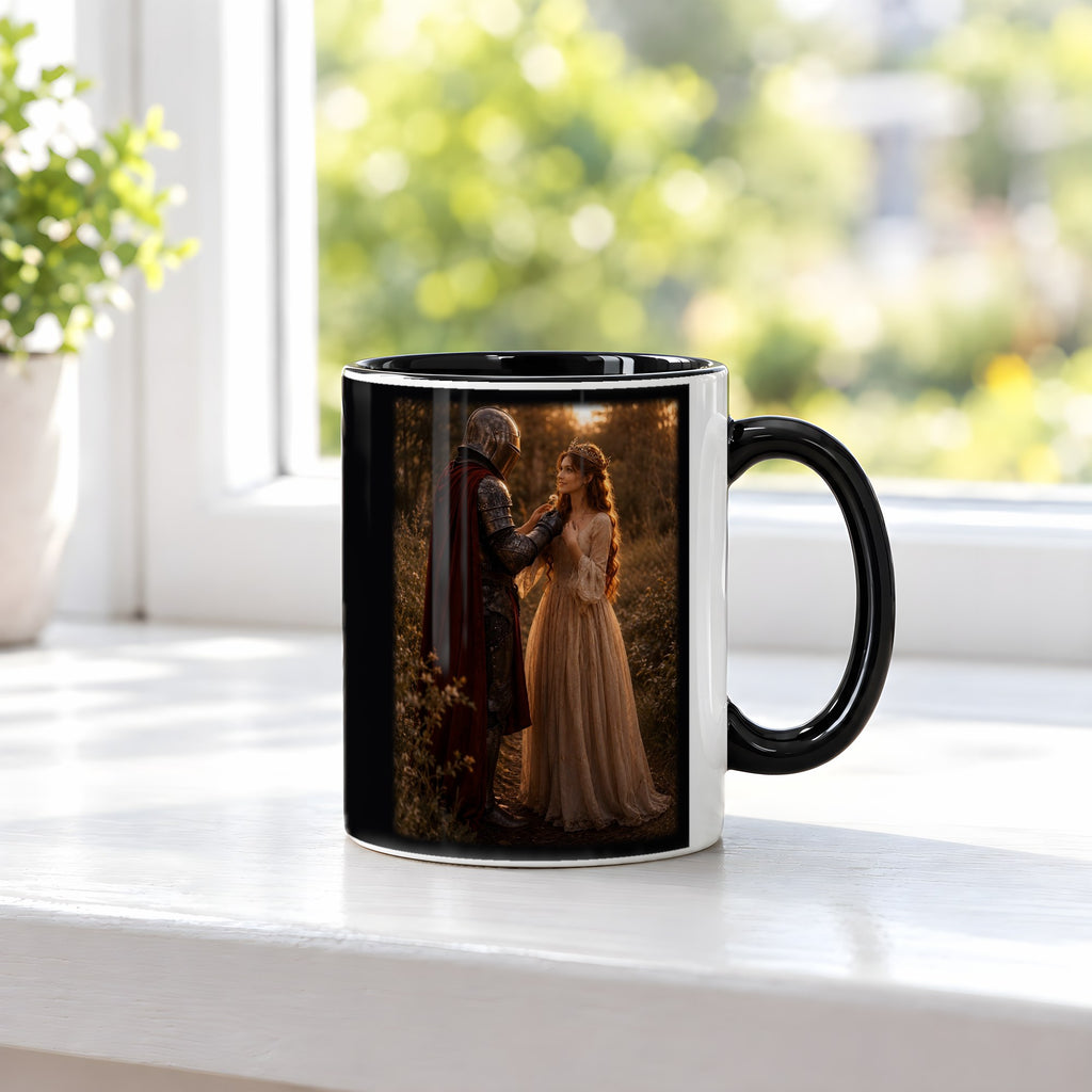 Eine Blume für dich – Tasse innen schwarz, auf der Fensterbank