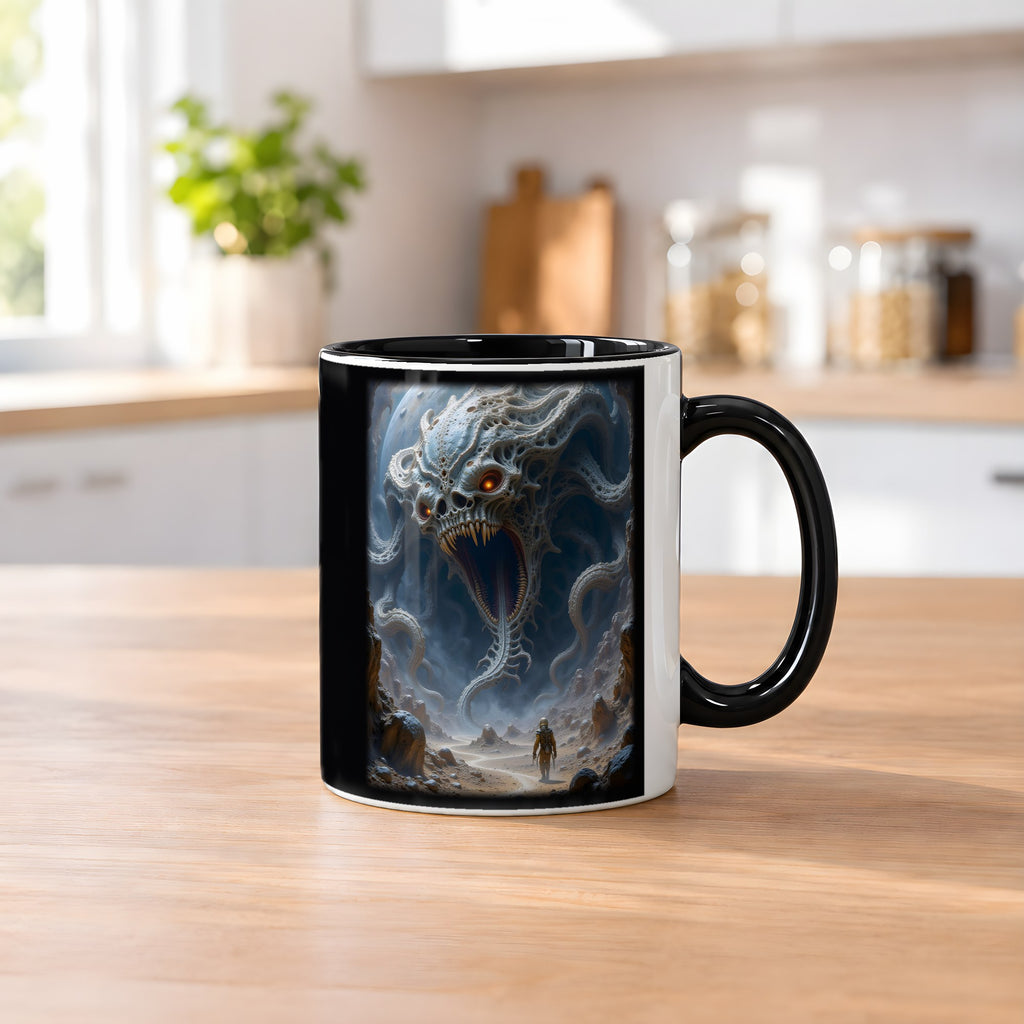 Der Behemoth – Tasse innen schwarz, auf dem Küchentresen