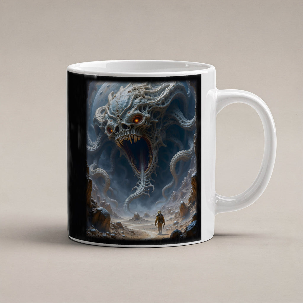 Der Behemoth – weiße Tasse, freigestellt