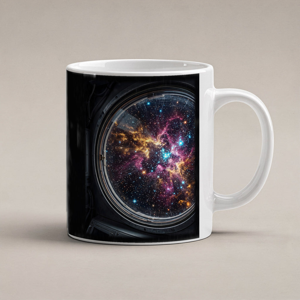 Blick durchs Bullauge – weiße Tasse, freigestellt