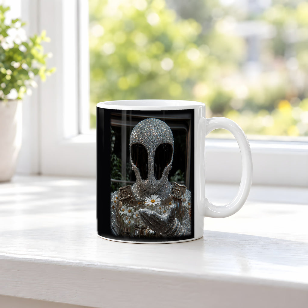 Blütenseele – weiße Tasse, auf der Fensterbank