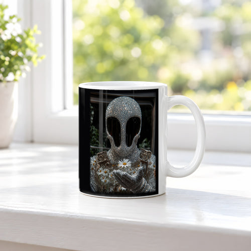 Blütenseele – weiße Tasse, auf der Fensterbank
