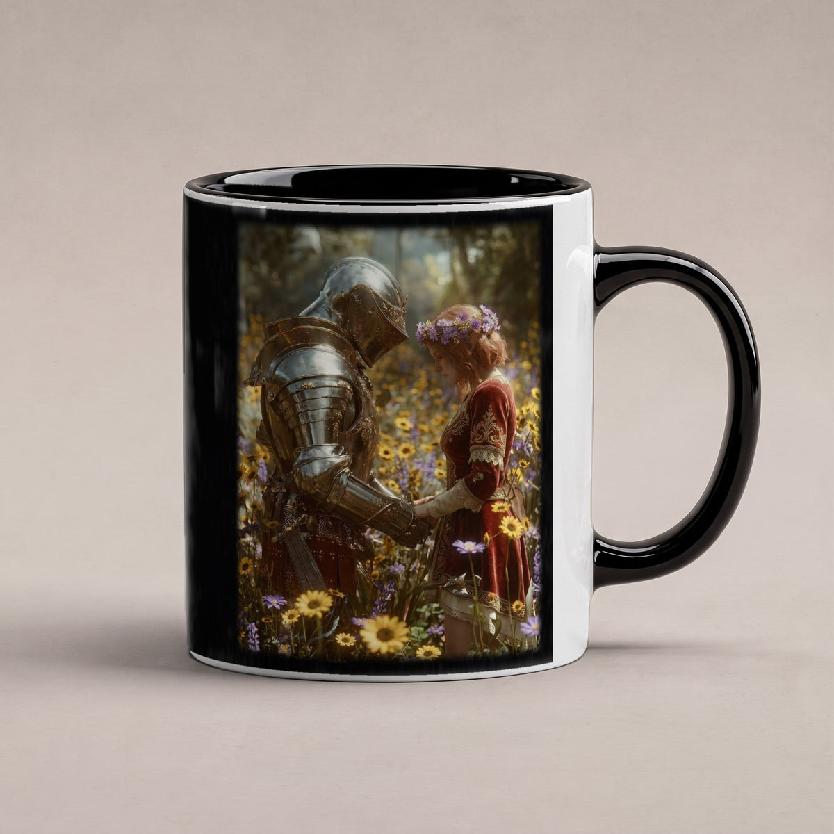 Das Blütenversprechen – Tasse innen schwarz, freigestellt
