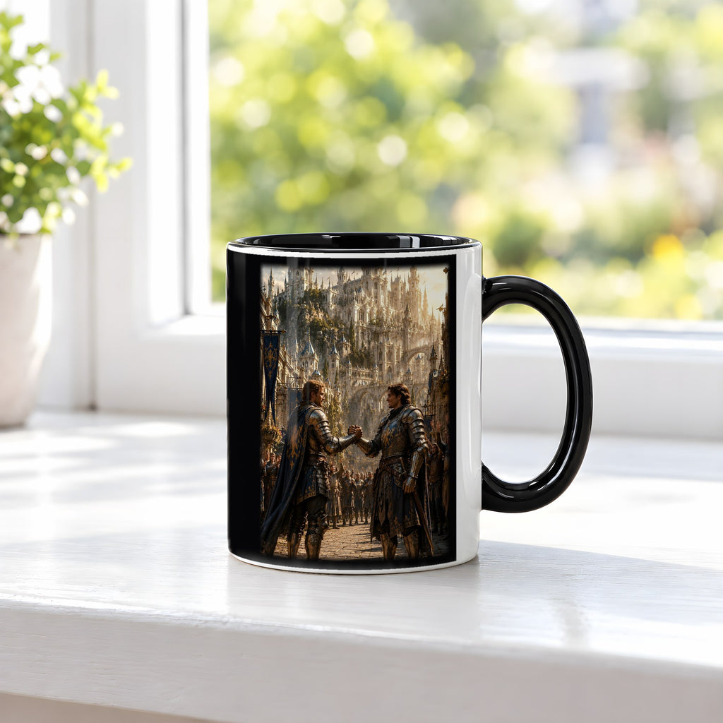 Der Bruderschwur – Tasse innen schwarz, auf der Fensterbank