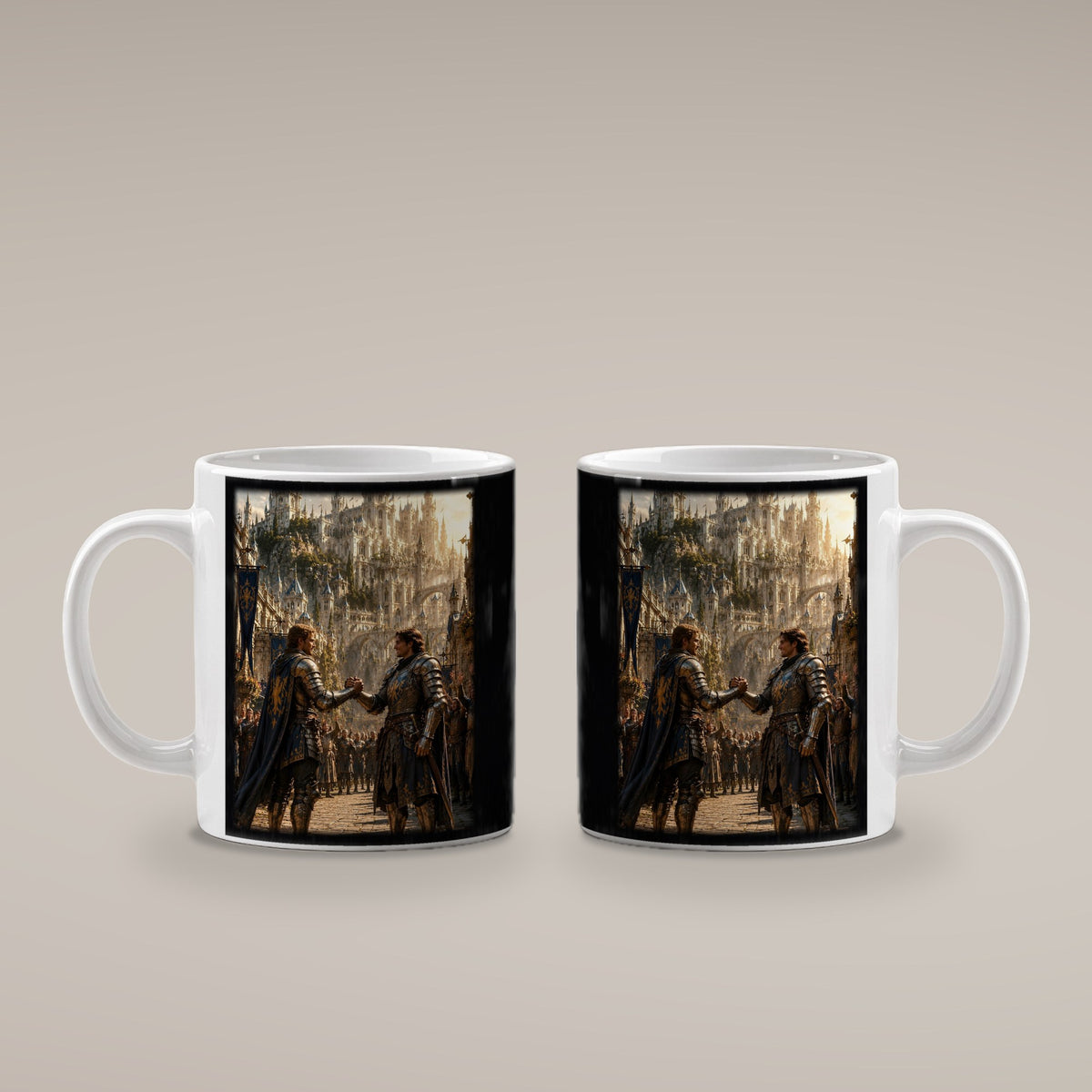 Der Bruderschwur – weiße Tasse, beide Seiten bedruckt