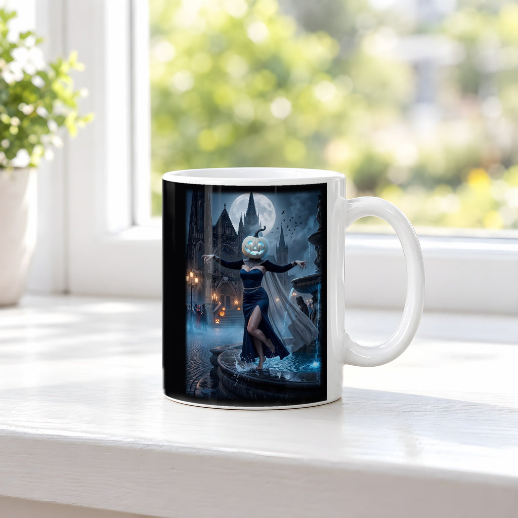 Die Brunnentänzerin – weiße Tasse, auf der Fensterbank