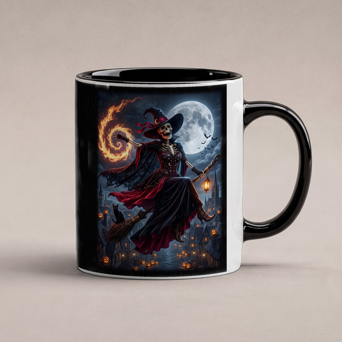 Die Besenkönigin – Tasse innen schwarz, freigestellt