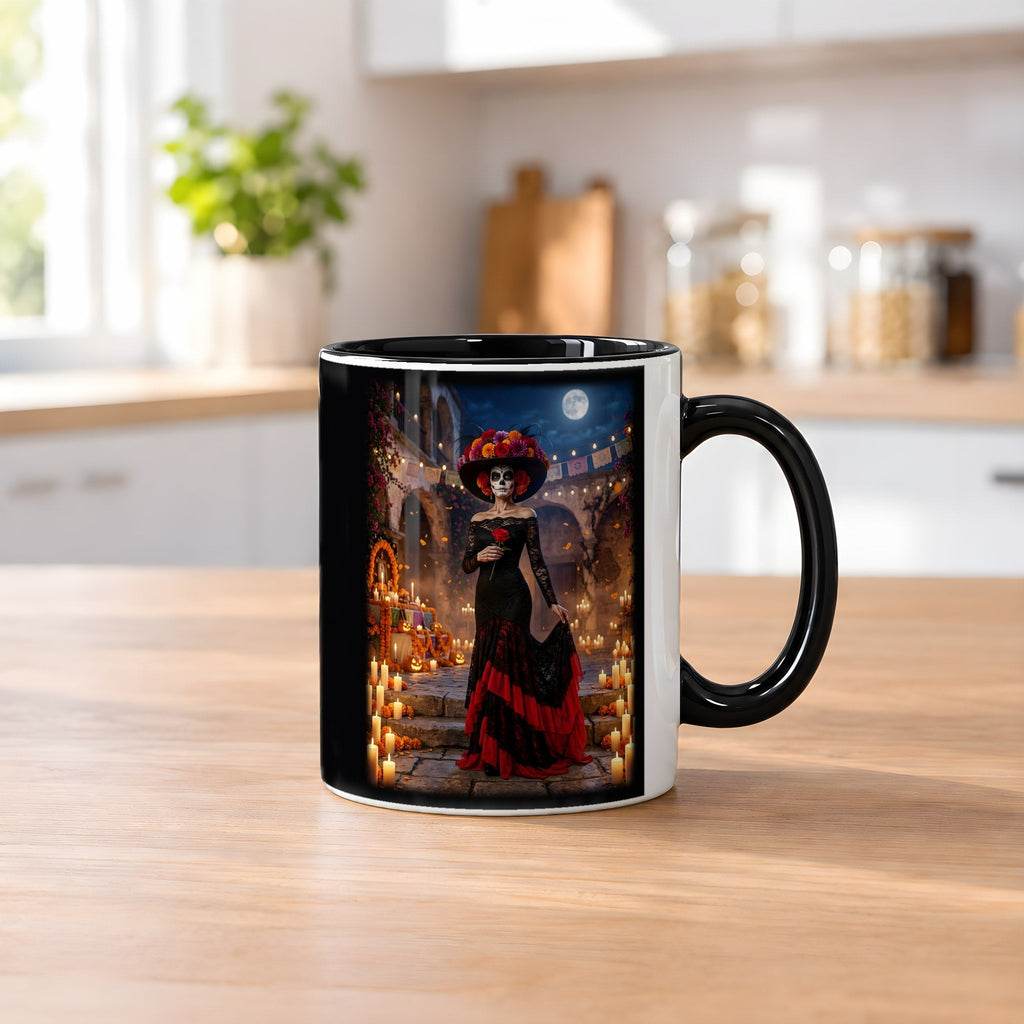 Die Catrina – Tasse innen schwarz, auf dem Küchentresen