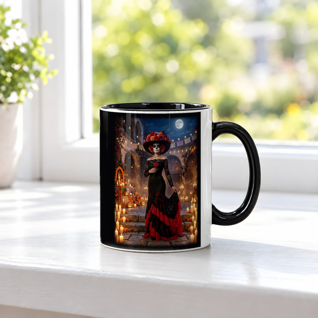 Die Catrina – Tasse innen schwarz, auf der Fensterbank
