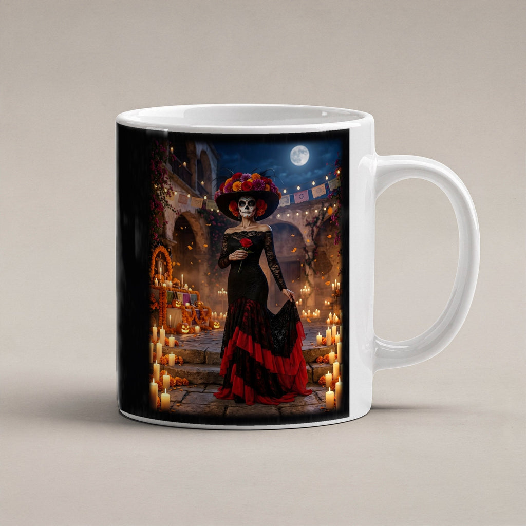 Die Catrina – weiße Tasse, freigestellt