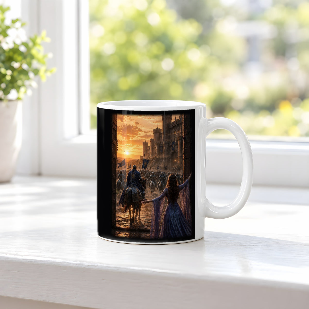 Der Abschied – weiße Tasse, auf der Fensterbank