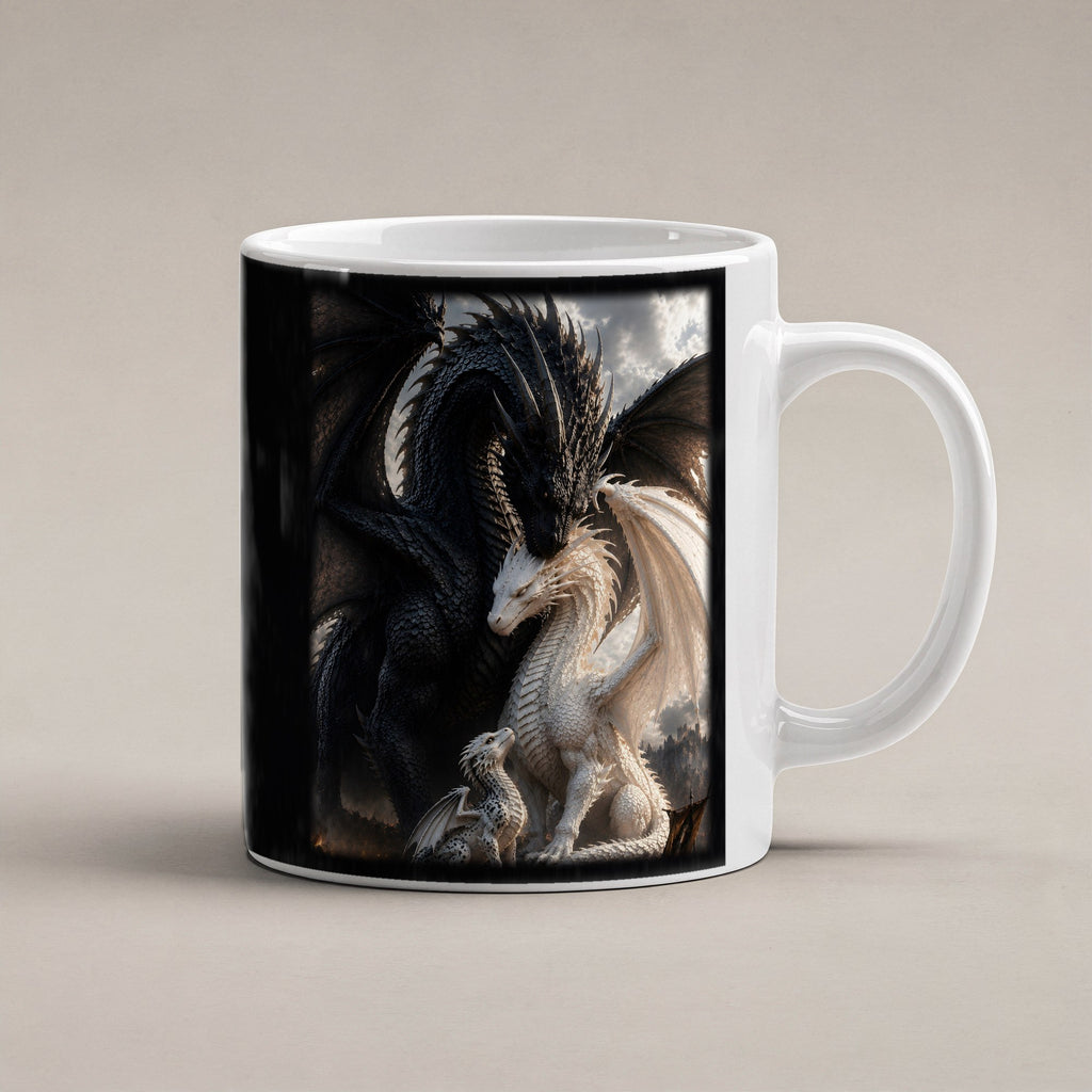 Die Drachenbrut – weiße Tasse, freigestellt