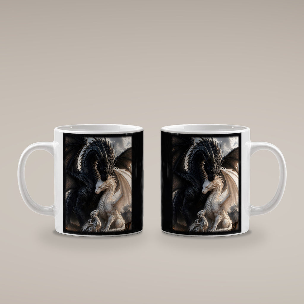 Die Drachenbrut – weiße Tasse, beide Seiten bedruckt