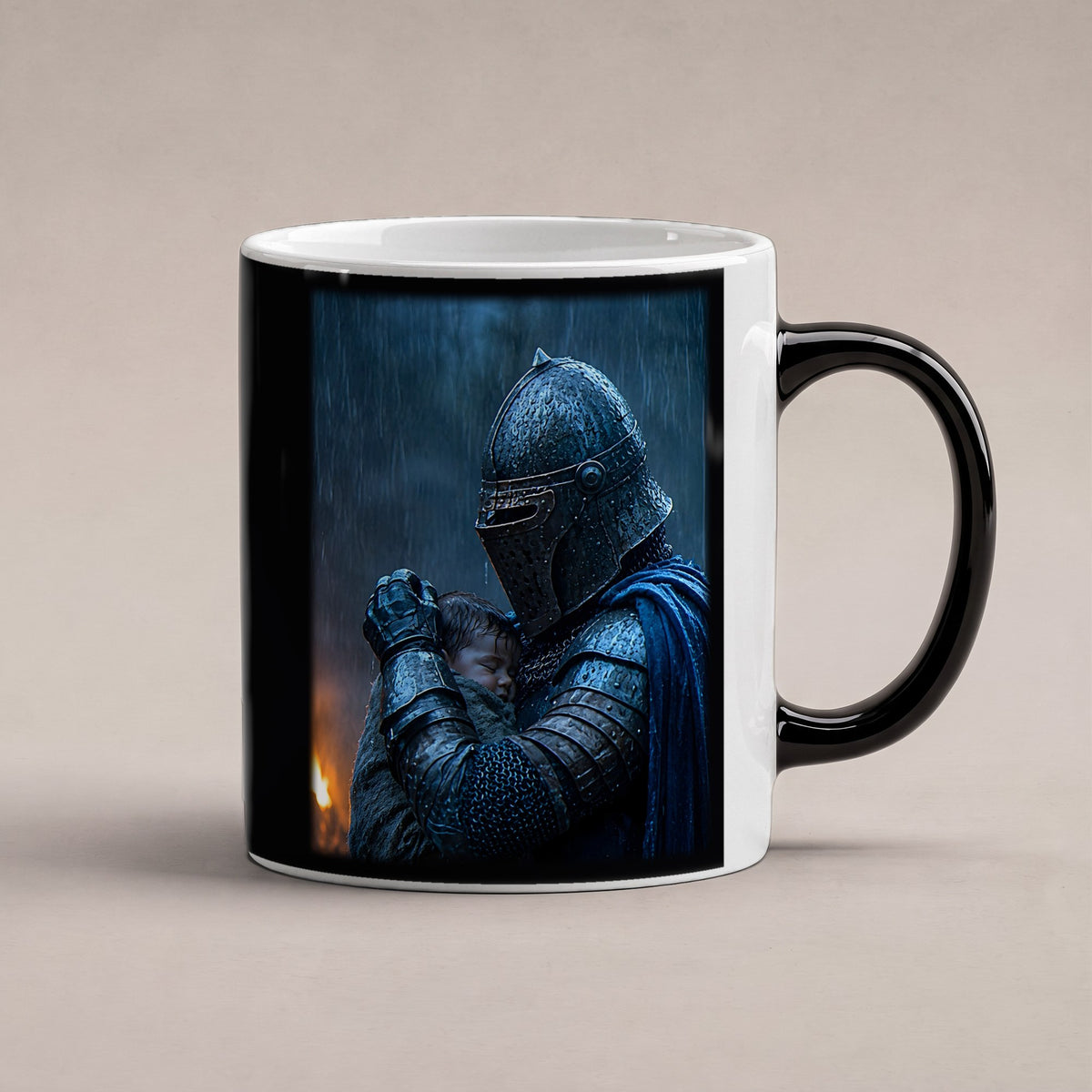 Der Beschützer – Black Edition Zaubertasse mit Motiv (heiß), freigestellt