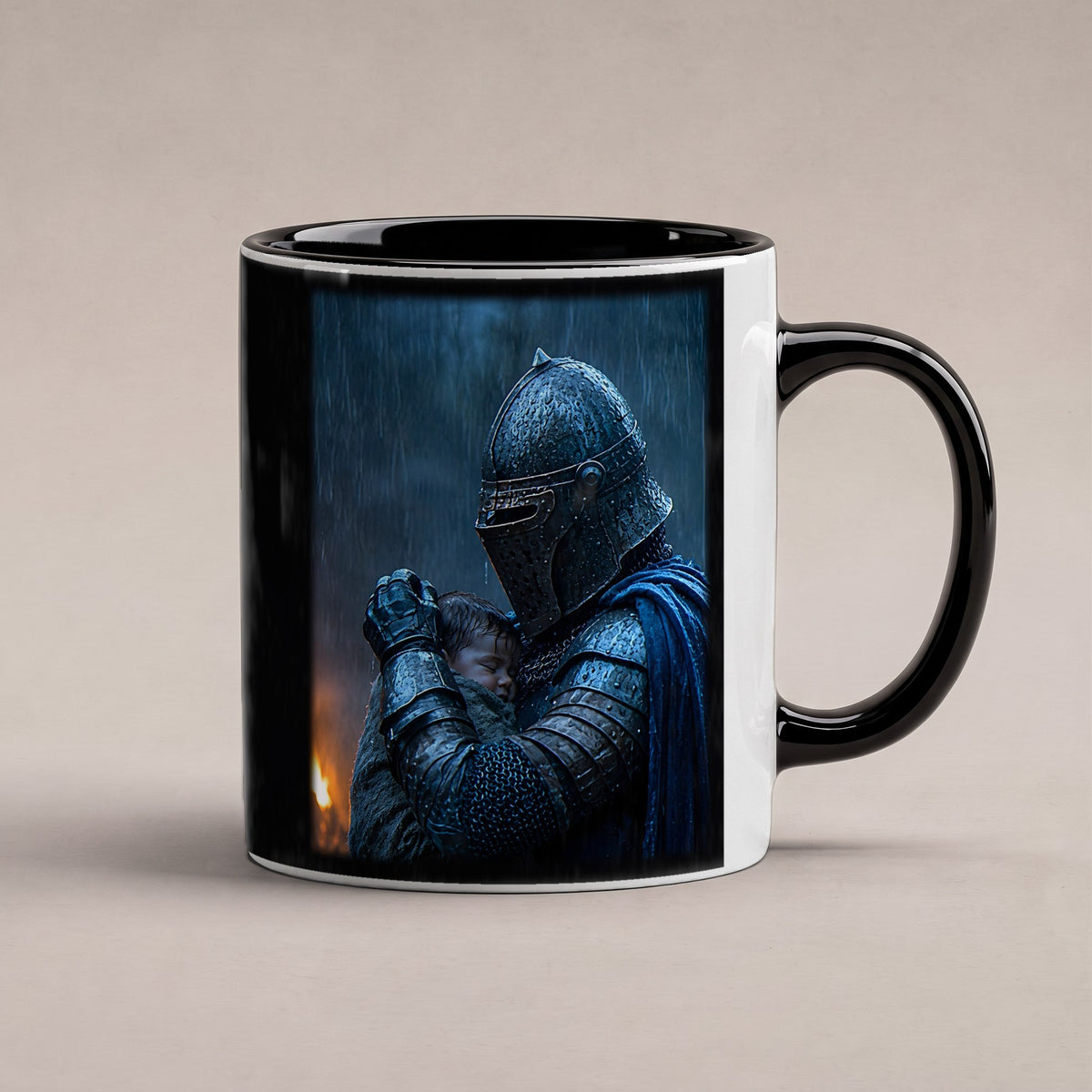 Der Beschützer – Tasse innen schwarz, freigestellt
