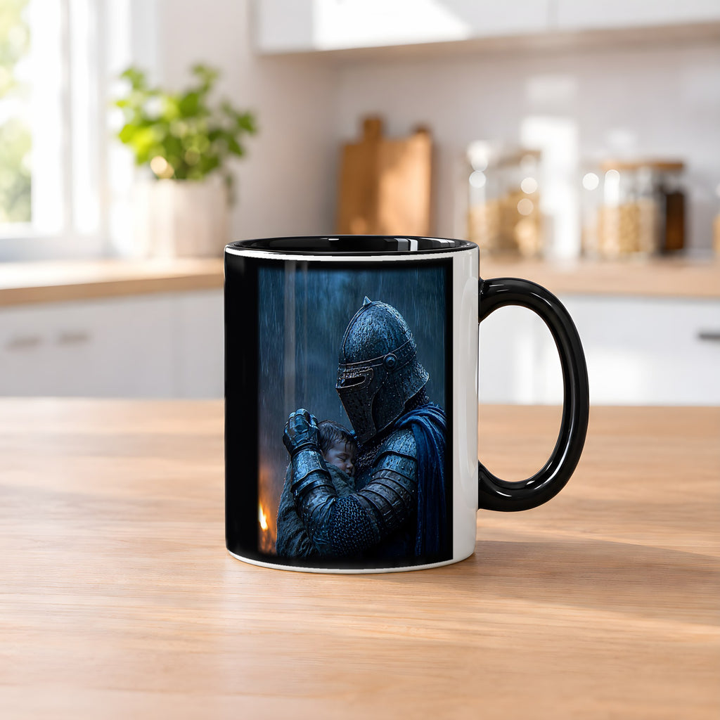 Der Beschützer – Tasse innen schwarz, auf dem Küchentresen