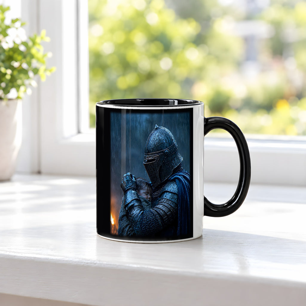 Der Beschützer – Tasse innen schwarz, auf der Fensterbank