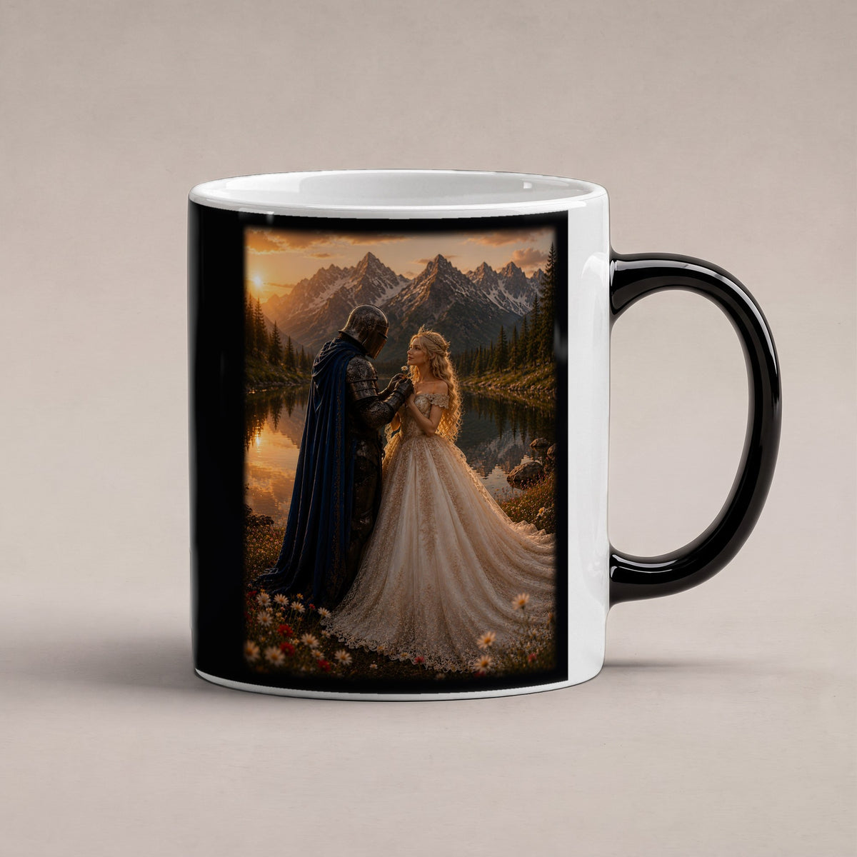 Der blaue Umhang – Black Edition Zaubertasse mit Motiv (heiß), freigestellt