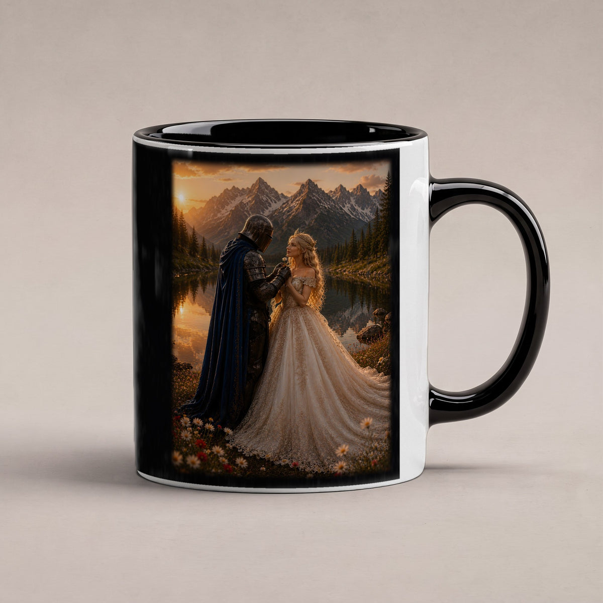 Der blaue Umhang – Tasse innen schwarz, freigestellt