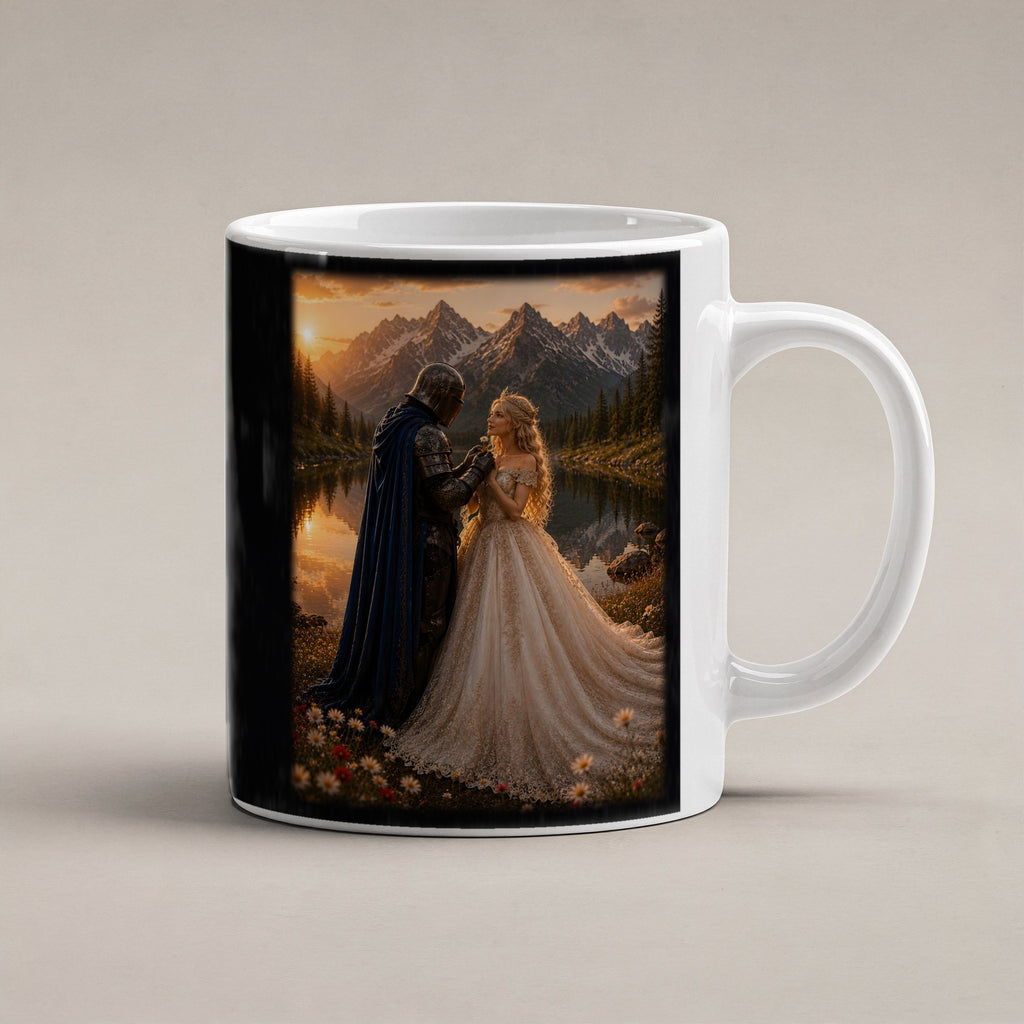 Der blaue Umhang – weiße Tasse, freigestellt